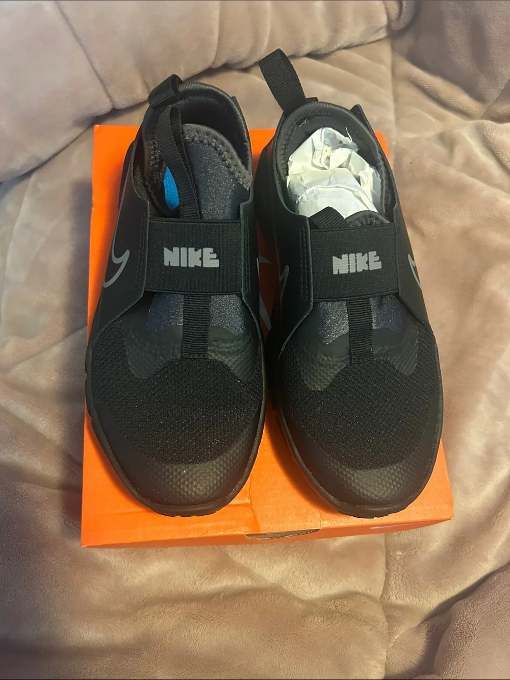 Nike Boy’s Black Slip-On Athletic Shoes with Strap